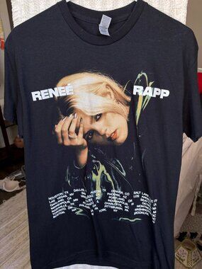 Renee Rapp Snow Hard Feelings Tour Merch T-Shirt; Black Medium 100% Cotton